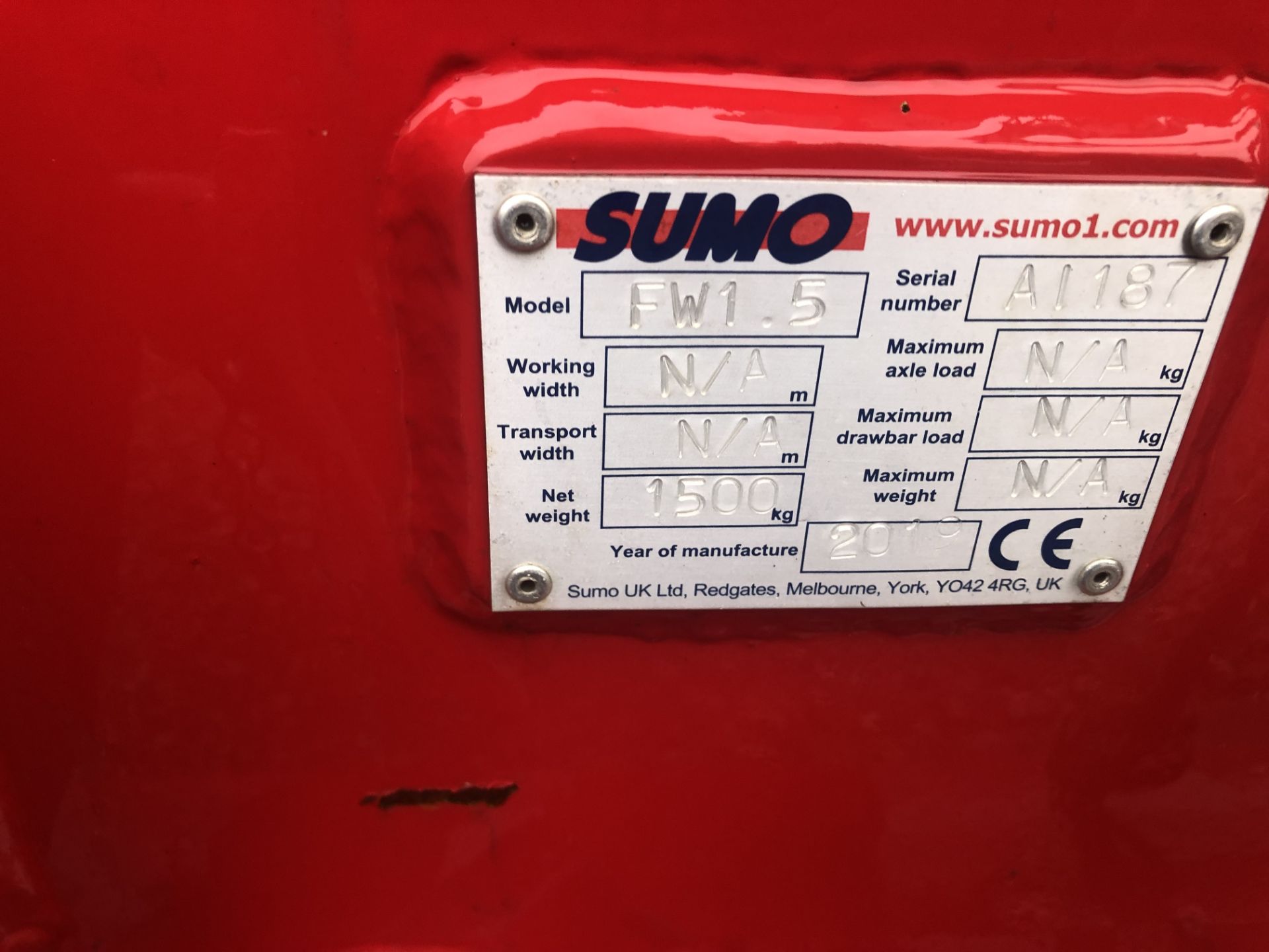 2019 Sumo 1500kgs front mounted Weight Block c/w tool box (to fit the above) - Image 4 of 4