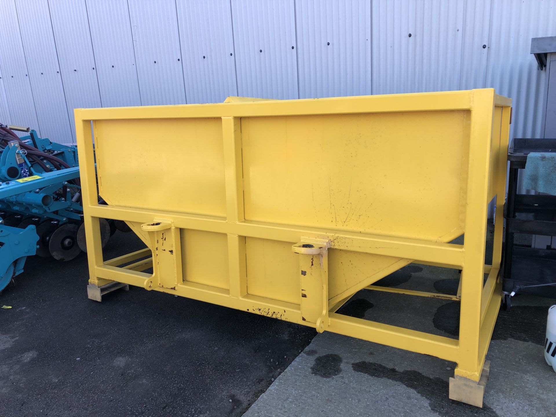 Russells made 2 tonne steel drill filler Hopper c/w Matbro pin & cone brackets.