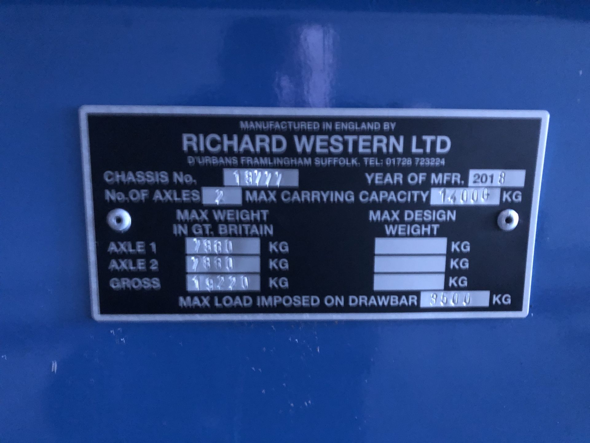 2018 Richard Western SF14LX 14 tonnes st - Image 3 of 3