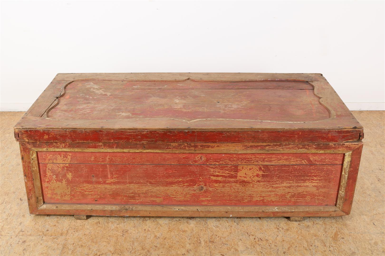 Red-painted elm wood bride's box 