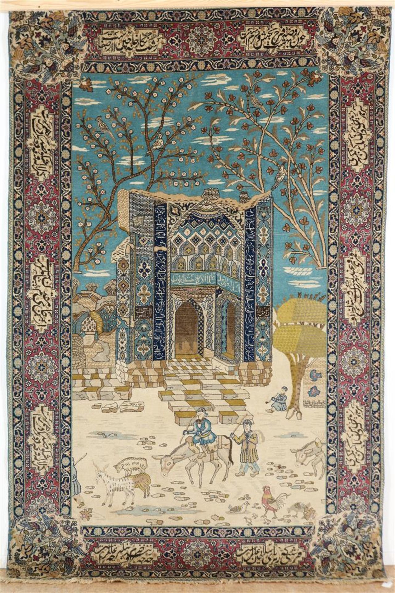 Wool and cotton tapestry, Tabriz, origin Azerbaijan Northwest Persia, with decor of Persian