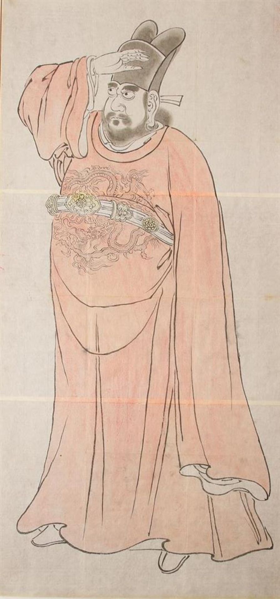 Woodcut, cartoon of Emperor, Meiji