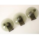 Series of 3 smoked glass wall lamps