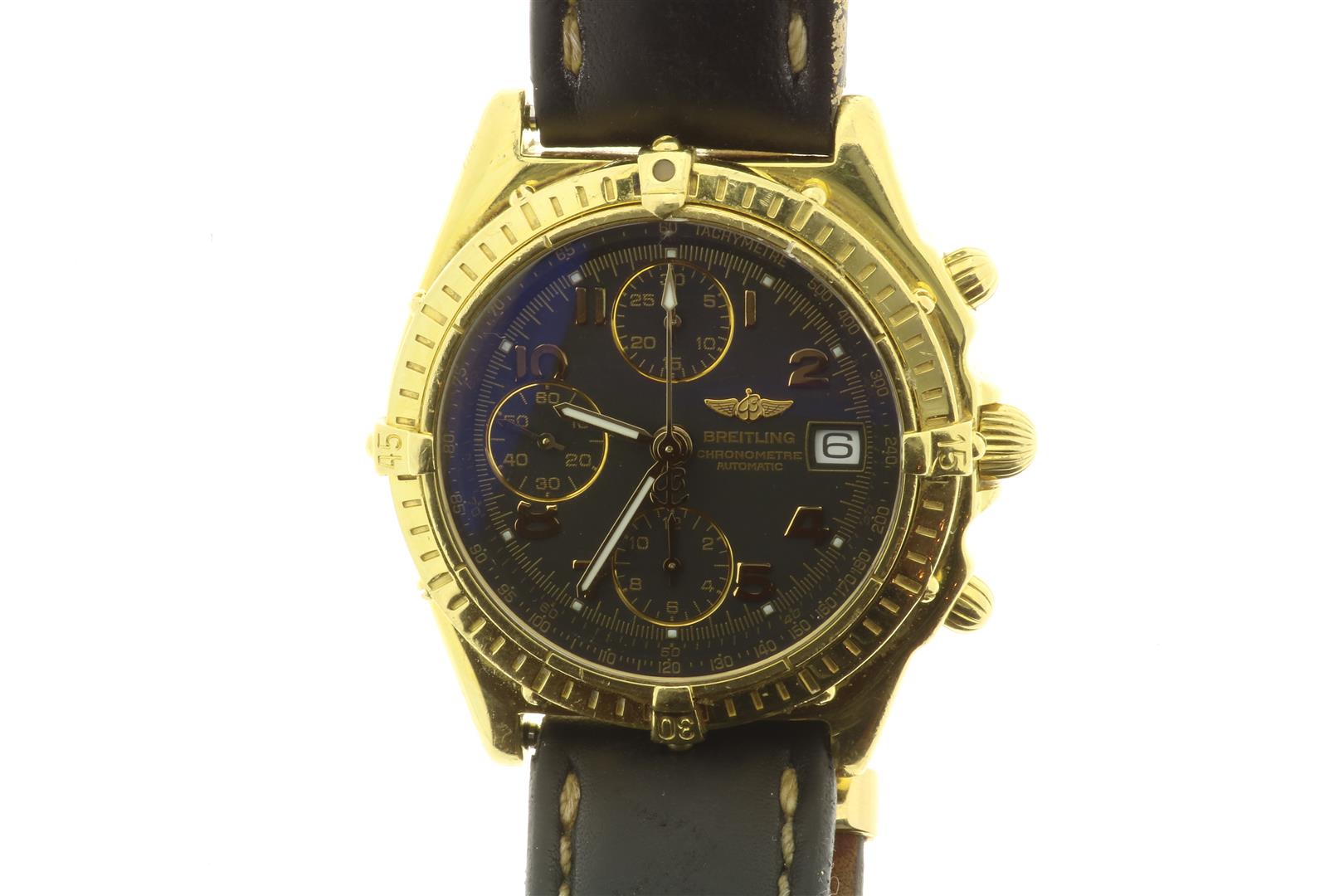 Yellow gold Breitling men's wristwatch, Chronometre, automatic, in yellow gold case, 750/000,