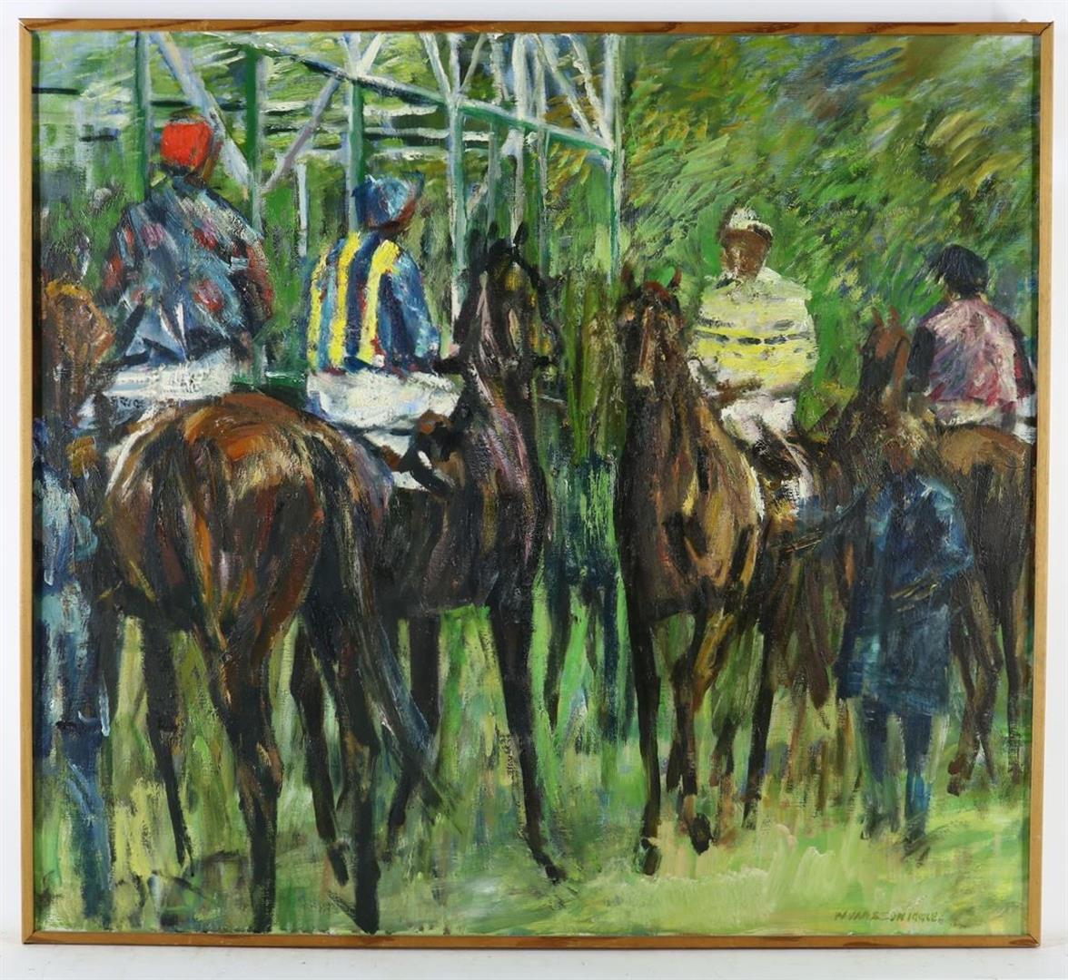 Willem Ferdinand Abraham Isaac Vaarzon Morel (1868-1955) Horse race, signed lower right, canvas 89 x - Image 2 of 4