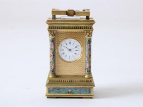 Carriage clock, with cloissone, France 1890