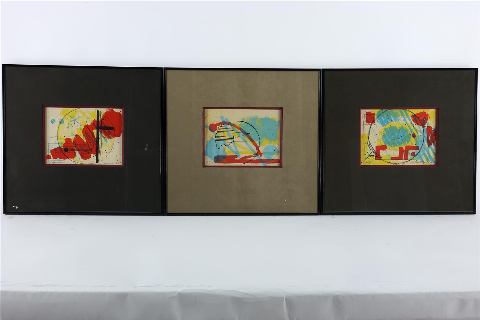 Sam Middleton (1927-2015) Three colorful abstracts, all signed and dated '79 lower right, screen