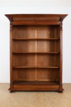 Oak Renaissance style open bookcase