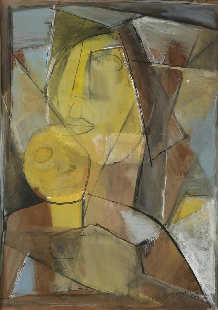 Christian de Moor (1899-1981) Woman with child, signed lower right. Gouache on paper, 65 x 45 cm.