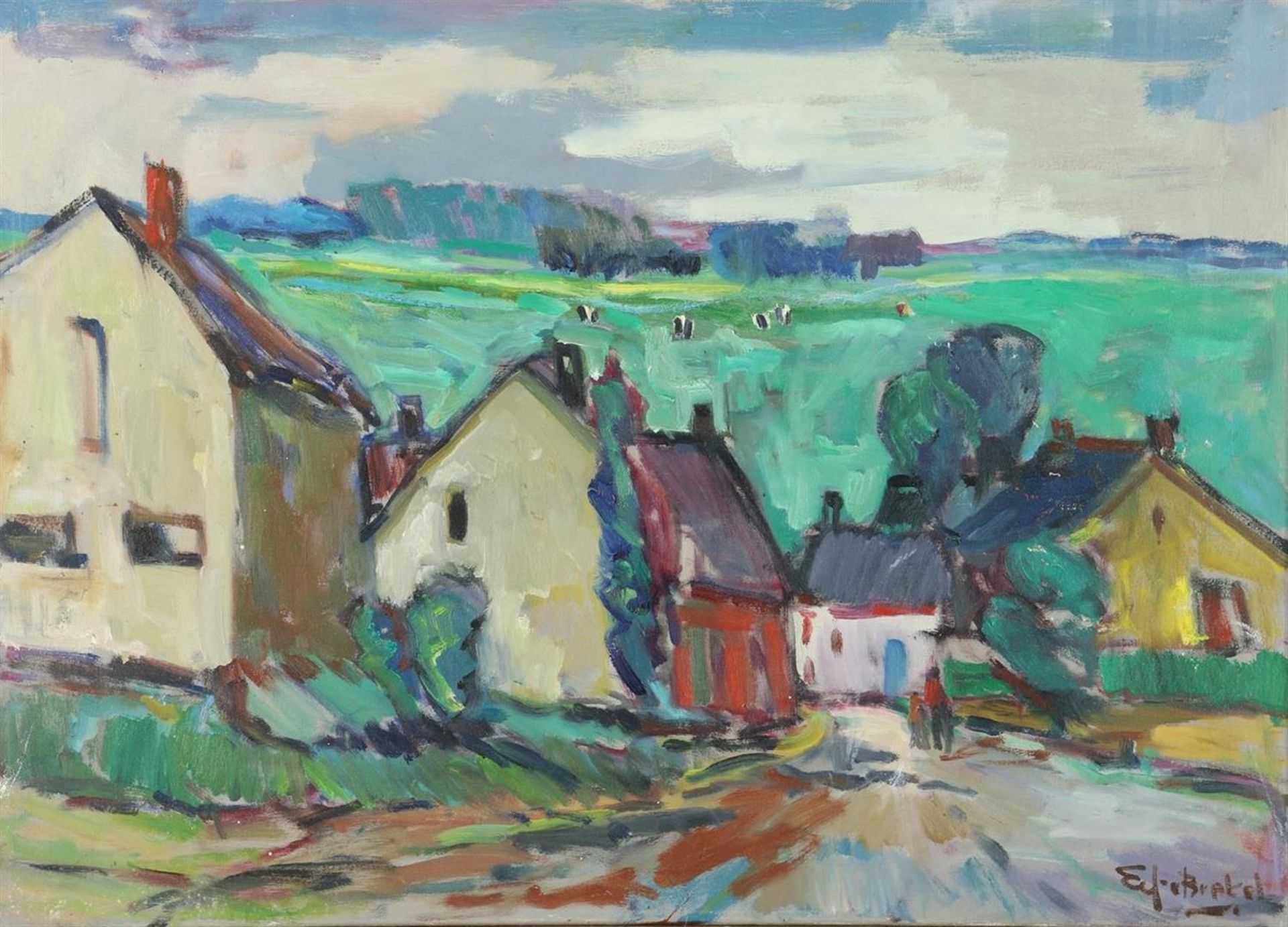 Eef van Brakel (1930-2014) View of the Ardennes, signed lower right. Canvas 50 x 70 cm.