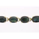 Yellow gold bracelet set with sapphire, approximately 12 ct., grade 750/000, gross weight 11