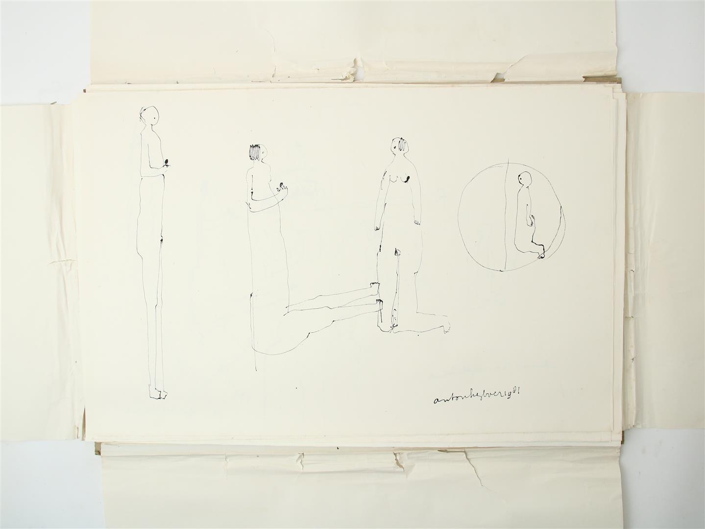 Anton Heyboer (1924-2005) Folder with 61 unique drawings, all signed and dated, Indian ink / - Image 28 of 29