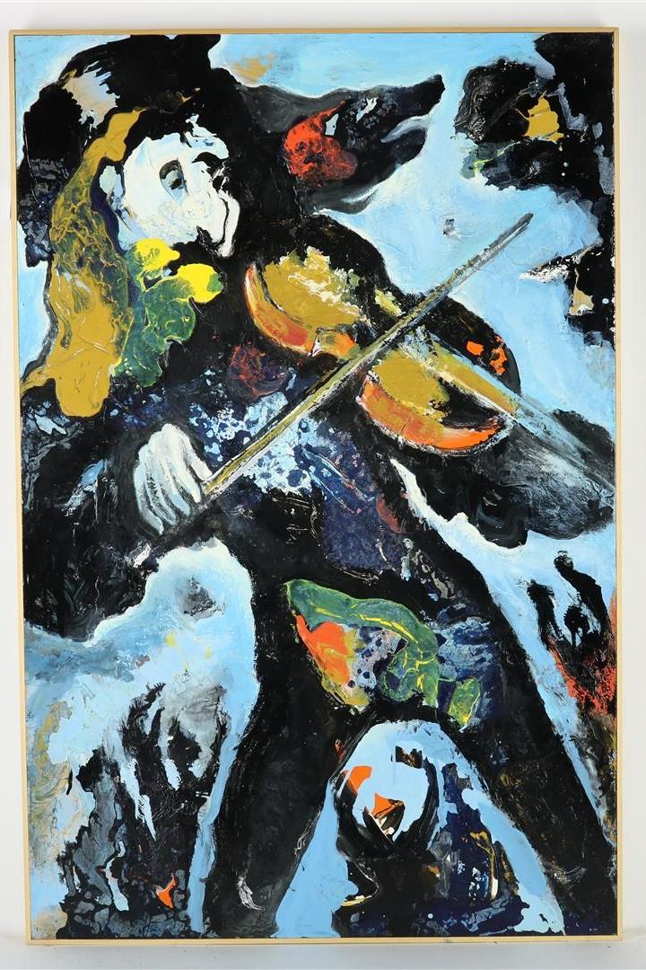 Ninke Kast (1926-2022) 'Paganini', signed and dated 2000 on the reverse, board 122 x 80 cm. - Image 2 of 3
