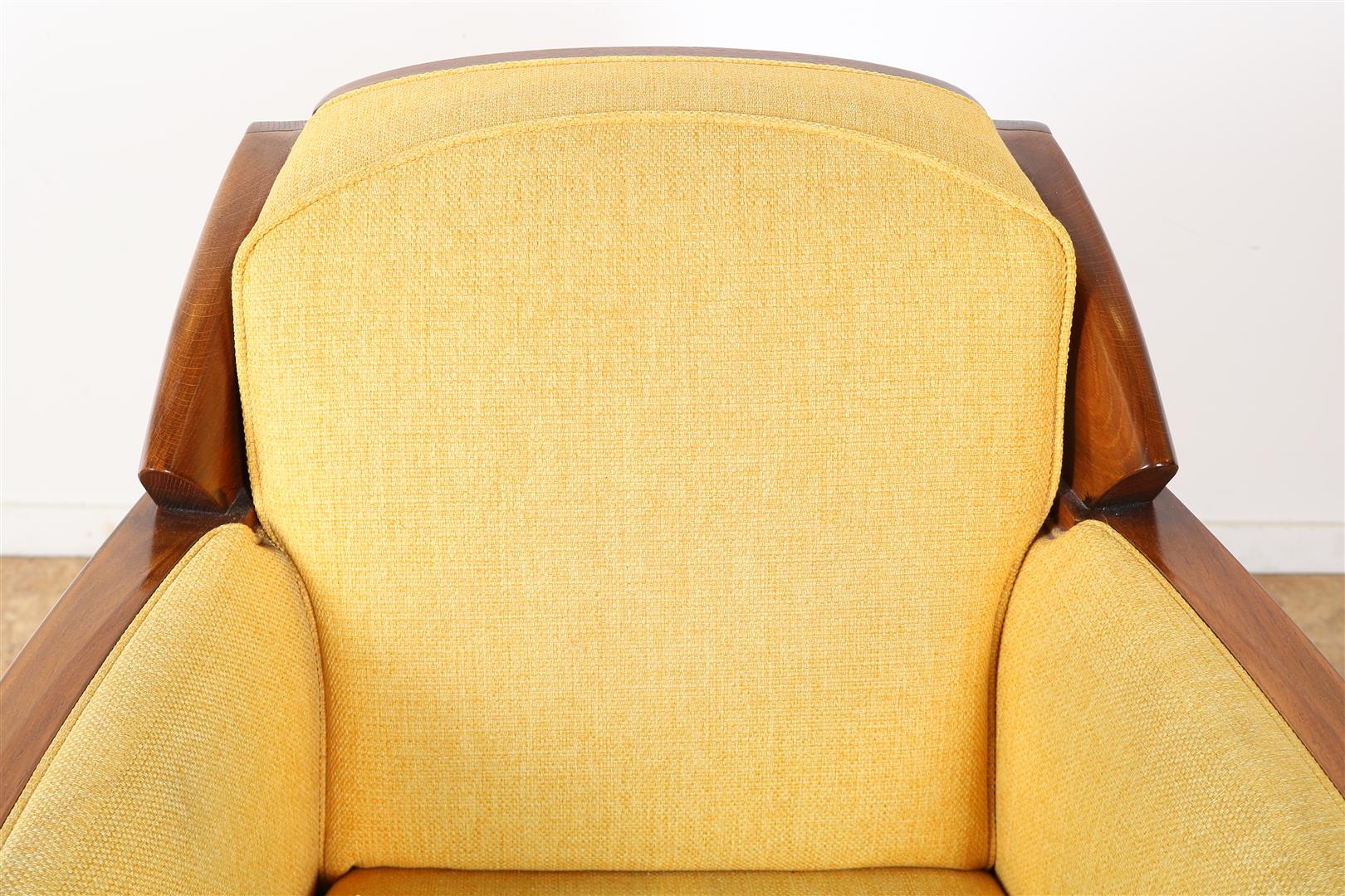 Oak Schuitema armchair with ocher yellow fabric upholstery (signs of use) - Image 2 of 5
