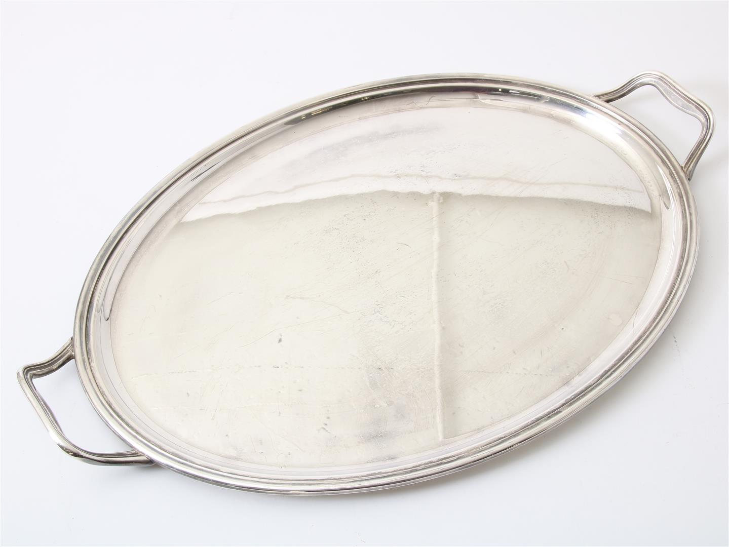 Oval silver tray, grade 800/000, Spain.