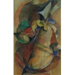 Pieter Defesche (1921-1998) Cello player, signed and dated '49 lower right, watercolor 26 x 17 cm.
