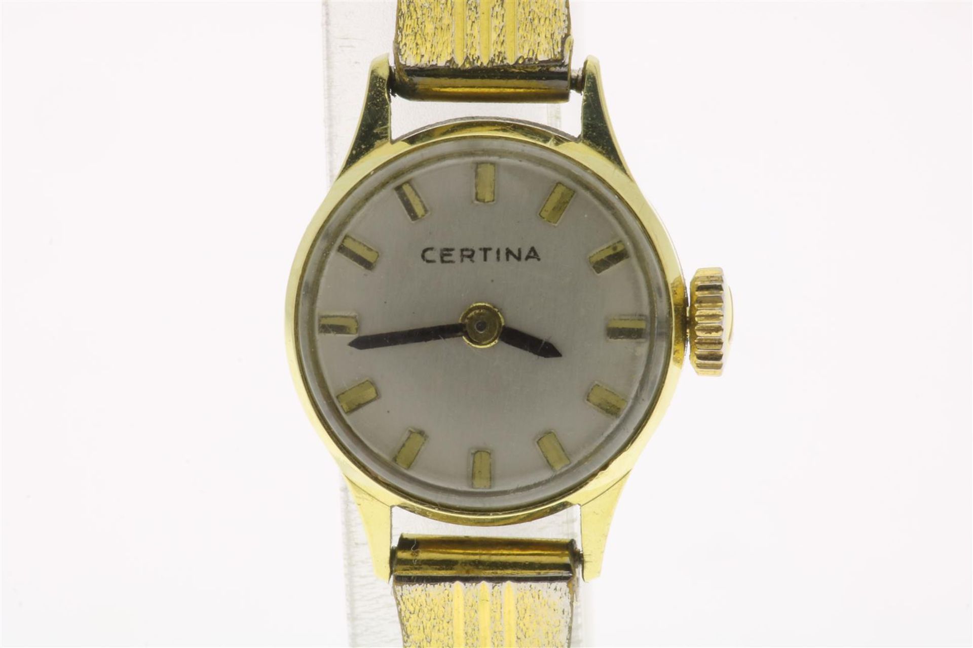 Certina yellow gold ladies wristwatch on flex strap, stainless steel, grade 585/000. - Image 2 of 2
