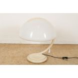 Partly metal design table lamp with plastic shade and swiveling arm, designer Elio Martinelli for