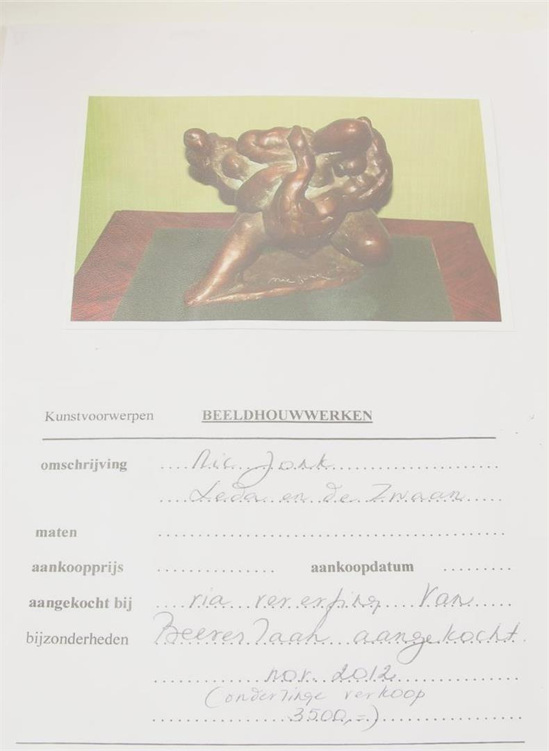 Nic Jonk (1928-1994) Leda and the Swan, bronze, signed, 27 x 25 x 17 cm. - Image 5 of 5