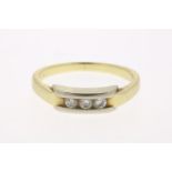 Yellow gold ring set with diamonds, grade 585/000, gross weight 4 grams, size 18.5.