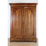 Mahogany Biedermeier linen cupboard with 2 gate doors and plinth drawer, 19th century, 240 x 180 x