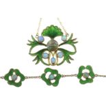 Demiparure with Art Nouveau boat necklace