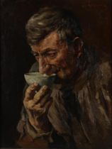 Abraham Segaar (1888-1962) "De Koffiedrinker", gesigneerd rechtsboven, olieverf op paneel, 33 x 25