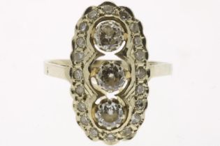White gold princess ring, old cut diamond