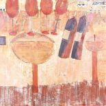 Antonio Poioumen (1946-) 'Symbolics', signed upper right, mixed media on canvas, 220 x 220 cm.