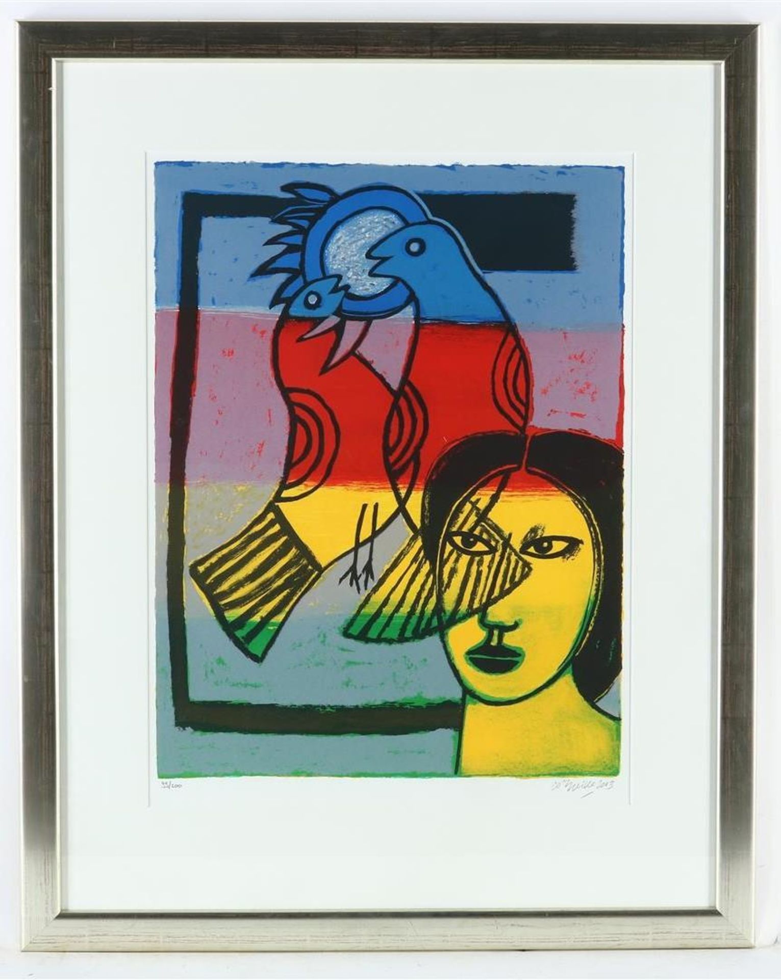 Corneille (Cornelis Guillaume van Beverloo) (1922-2010) Multicolored birds, signed lower right and - Image 4 of 5
