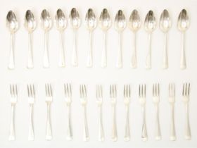 Silver place setting with 12 spoons and 12 forks, Van Kempen