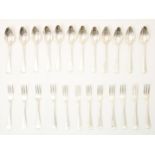 Silver place setting with 12 spoons and 12 forks, Van Kempen