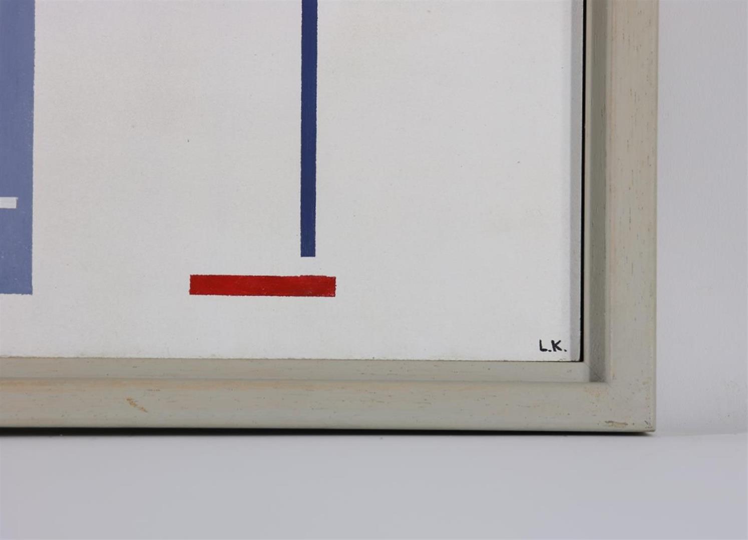 Ladislav Kroha Abstract composition in gray/red, signed bottom right with initials "L.K." and full - Image 3 of 4
