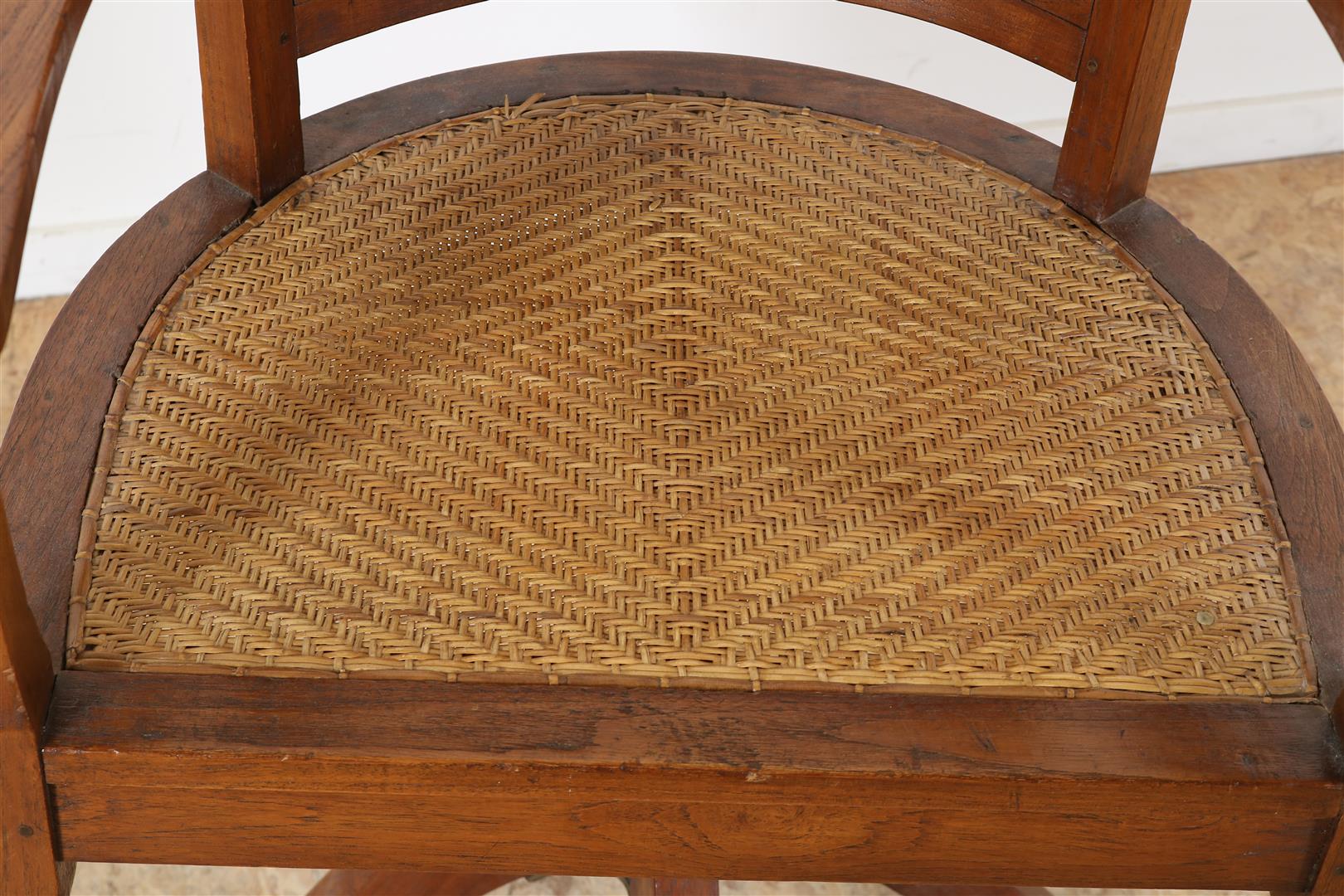 Teak Art Deco office chair with woven wicker seat, Indonesia ca. 1925. - Image 3 of 4
