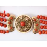 A 4-strand red coral cheese necklace