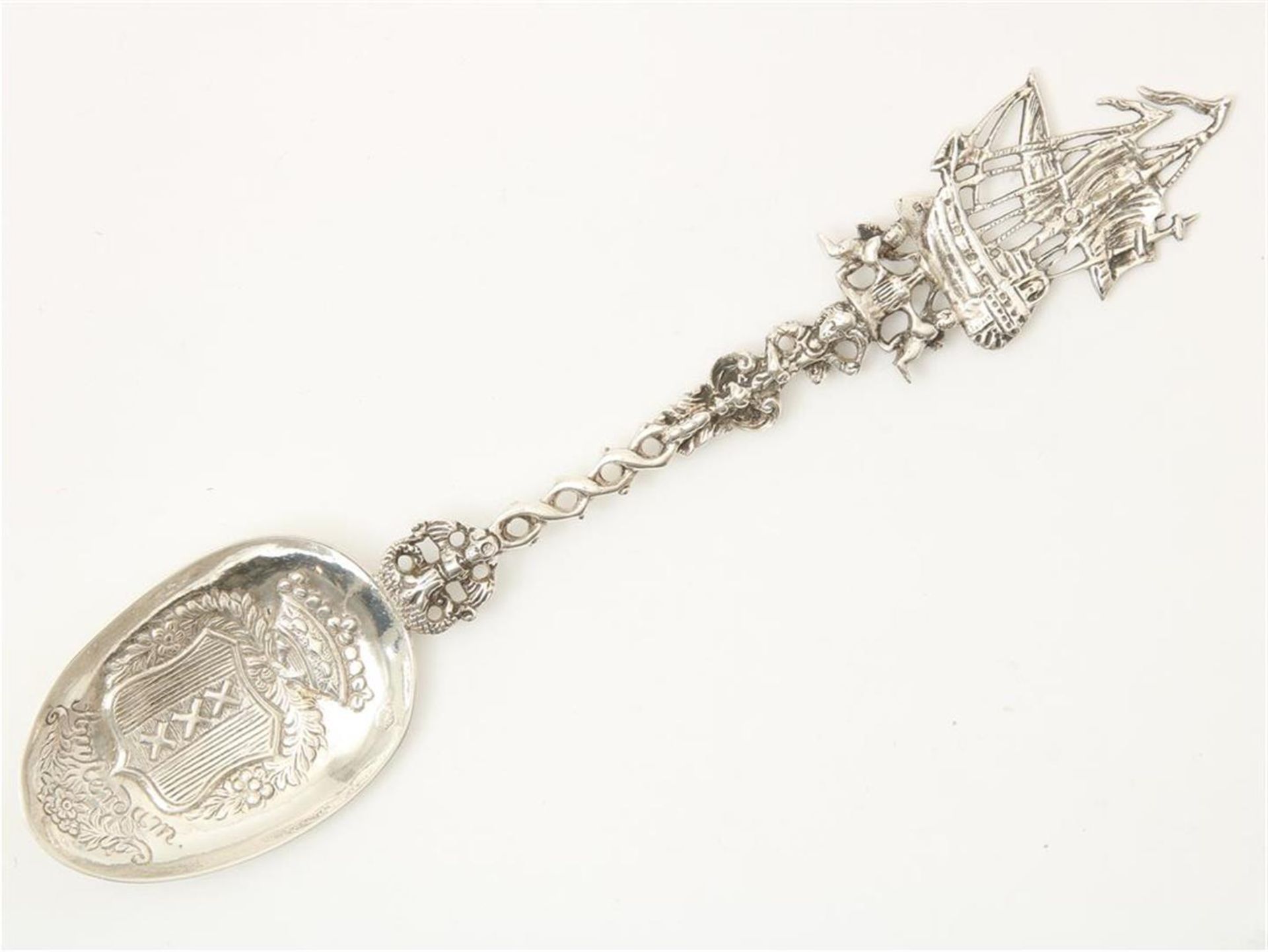 Silver clapper with coat of arms of Amsterdam, grade 835/000, early 20th century, gross weight 59.