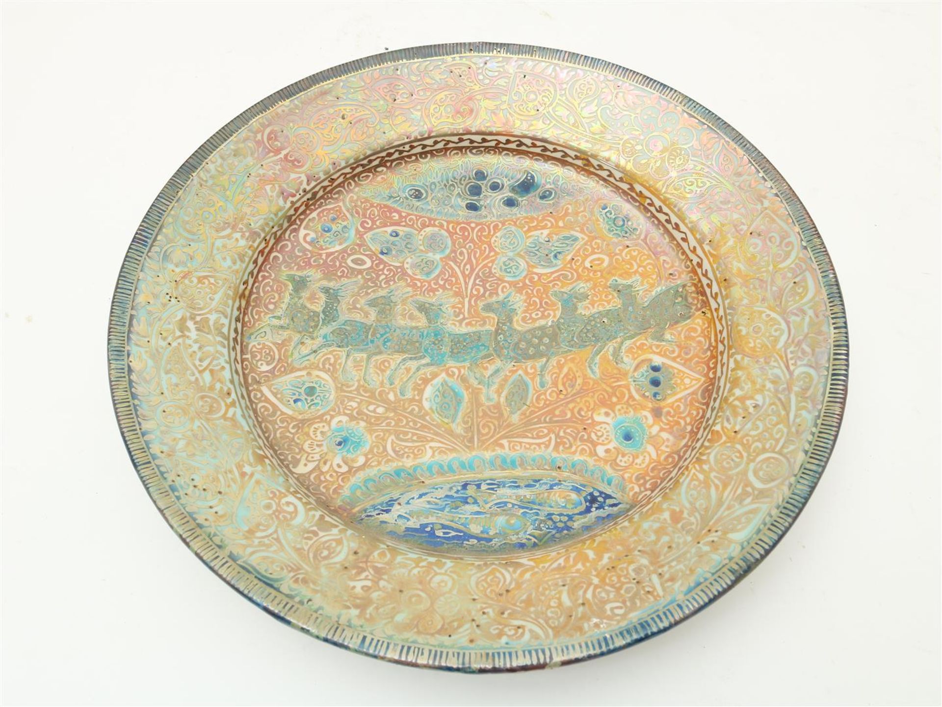 Earthenware luster glaze New Delft plate