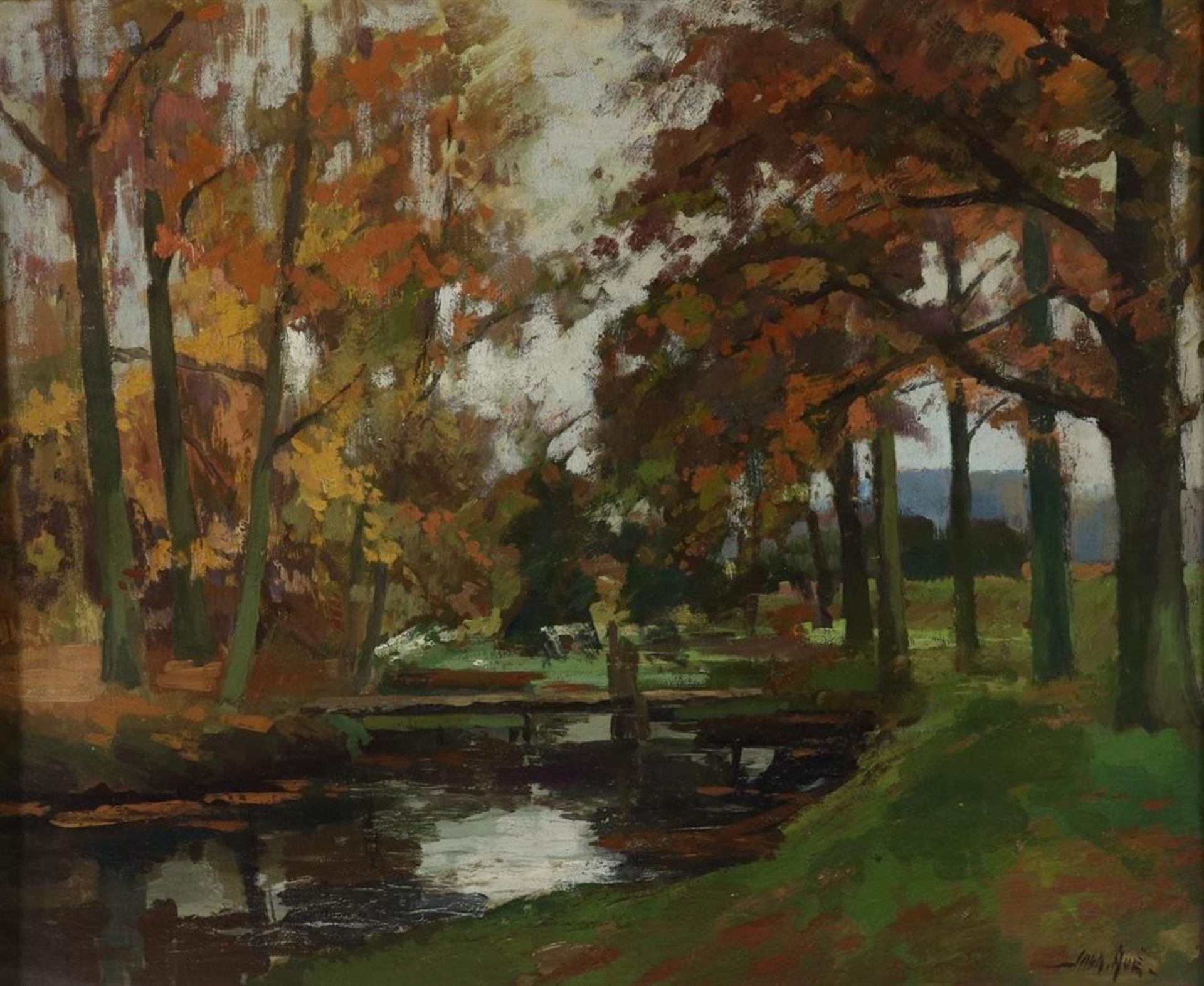 Jack Aué (1866-1930) Corversbos near Hilversum, signed lower right, Canvas 48 x 58 cm.