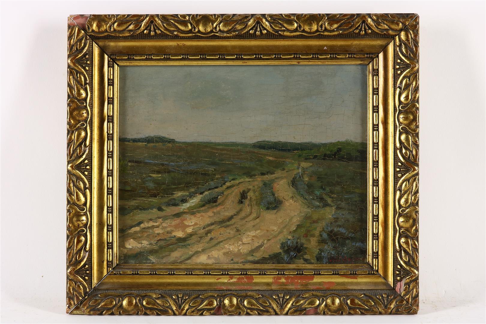 Johan Meijer (1885-1970) Goois heathland landscape, signed lower left, Oil on panel, 21 x 26 cm. - Image 2 of 4