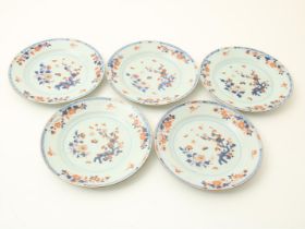 Series of 5 porcelain Qianlong plates