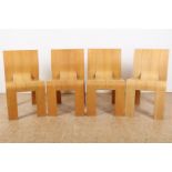 Four curved plywood chairs, plywood, "strip chairs", design Gijs Bakker for Casteleijn 1974, height: