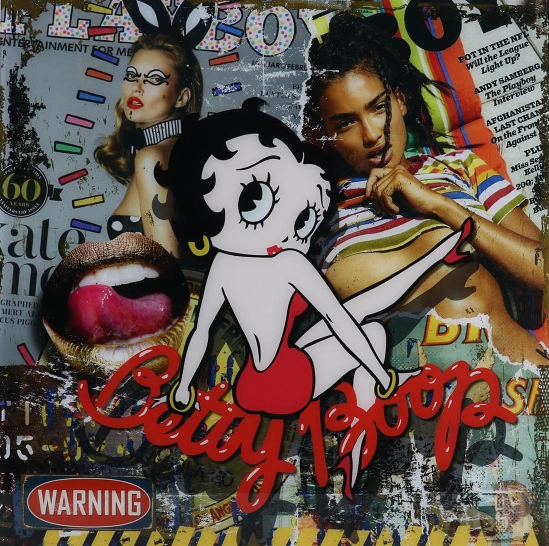 "Playboy Betty Boop", verso with sticker COBRA art company, with the name of the photographer