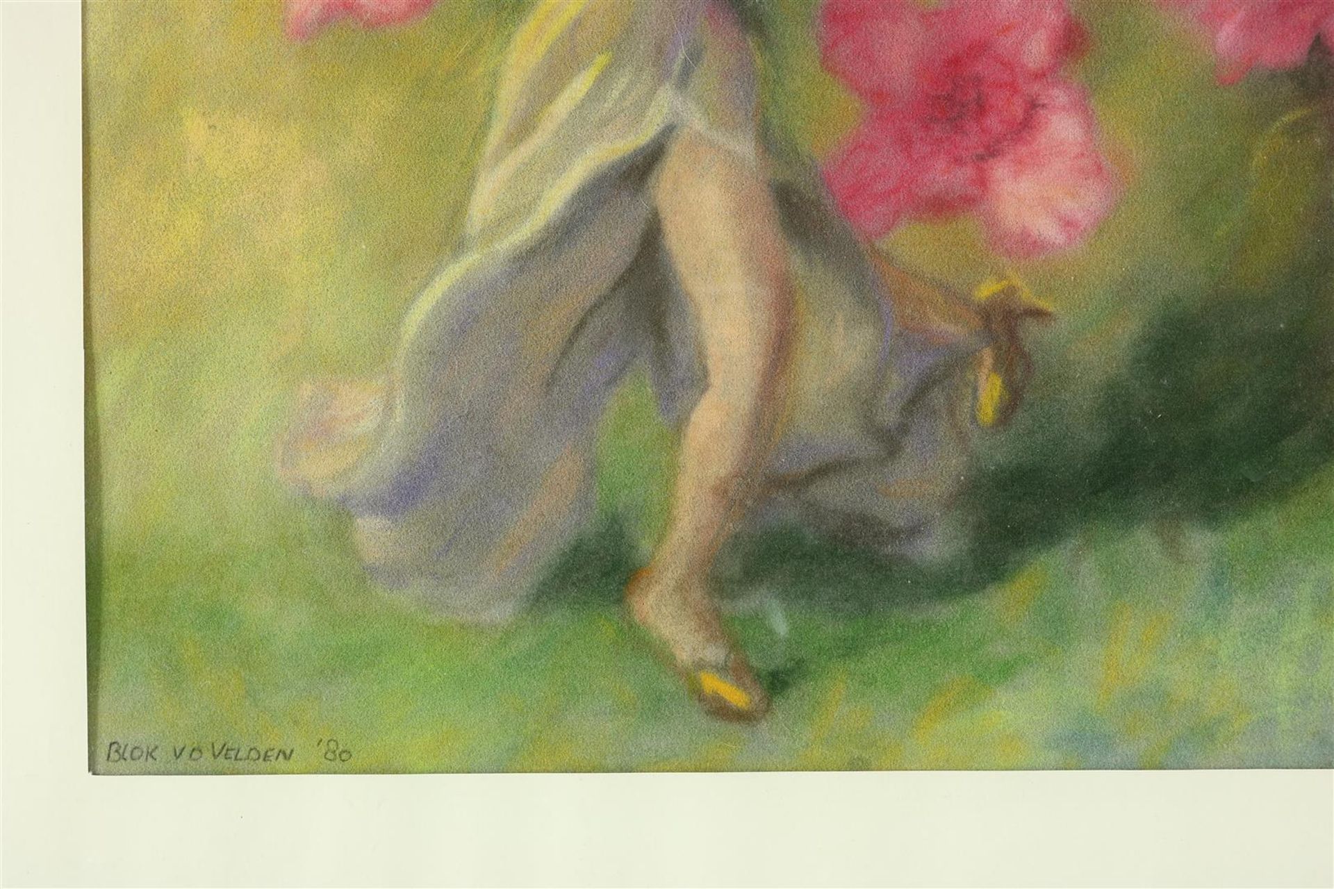 Ad Blok van der Velden (1913-1980) Female figure with flowers, signed lower left, 1980, pastel on - Image 3 of 4
