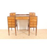 Mahogany (toilet) table with upstand and 11 drawers on tapered legs, the Royal Dutch Furniture