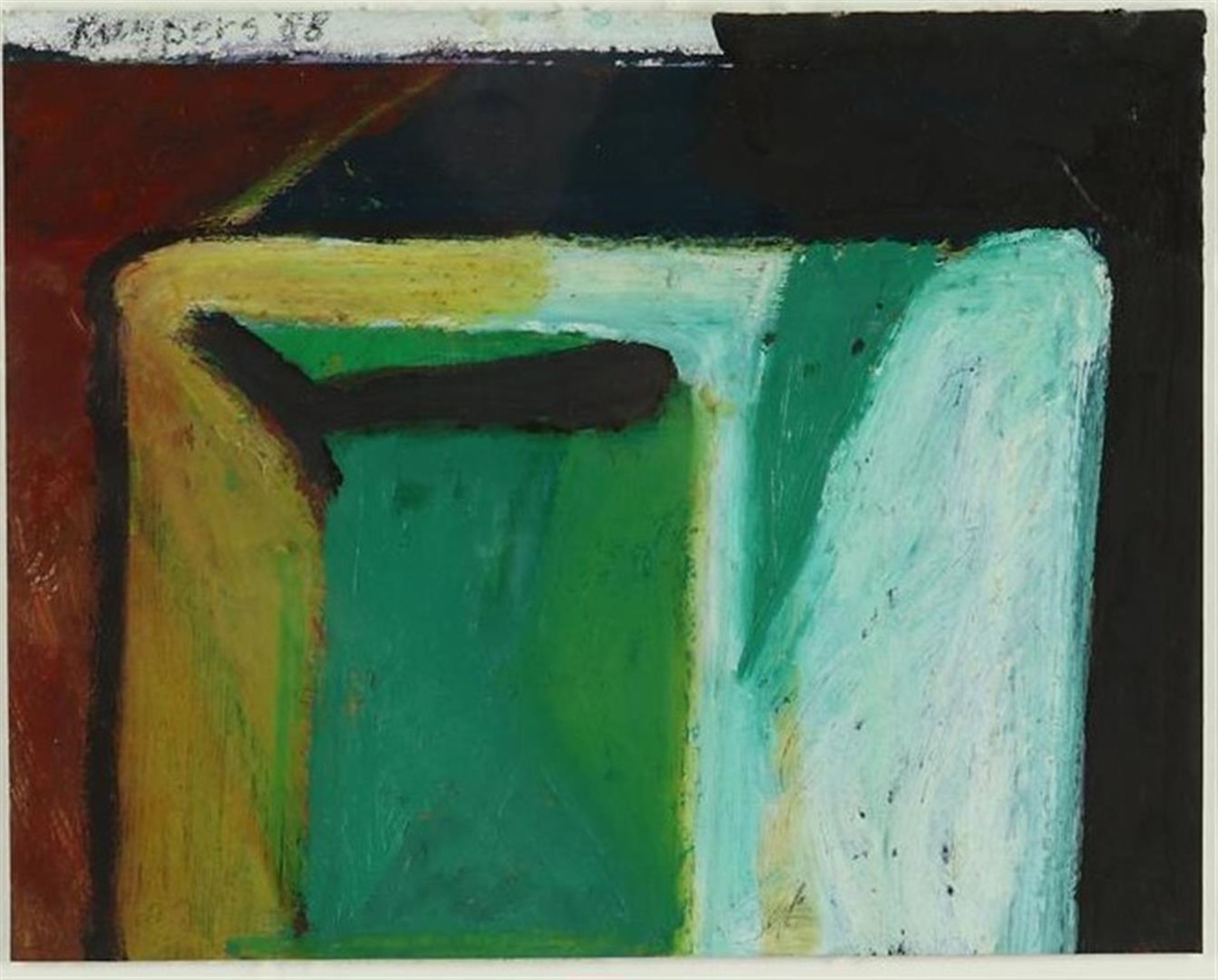 Modern composition, signed Kuypers top left and dated '88, oil on paper and canvas, 30 x 38 cm.