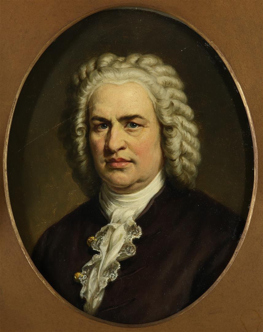 European school, 19th century. 4 male portraits including composers J.S Bach and G. Meyerbeer and - Image 7 of 10