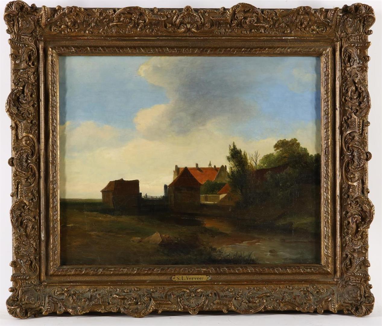 Mogelijk Salomon Verveer (1813-1876) Dutch landscape, unsigned, possibly S.L Verveer, Canvas 46 x 58 - Image 2 of 4