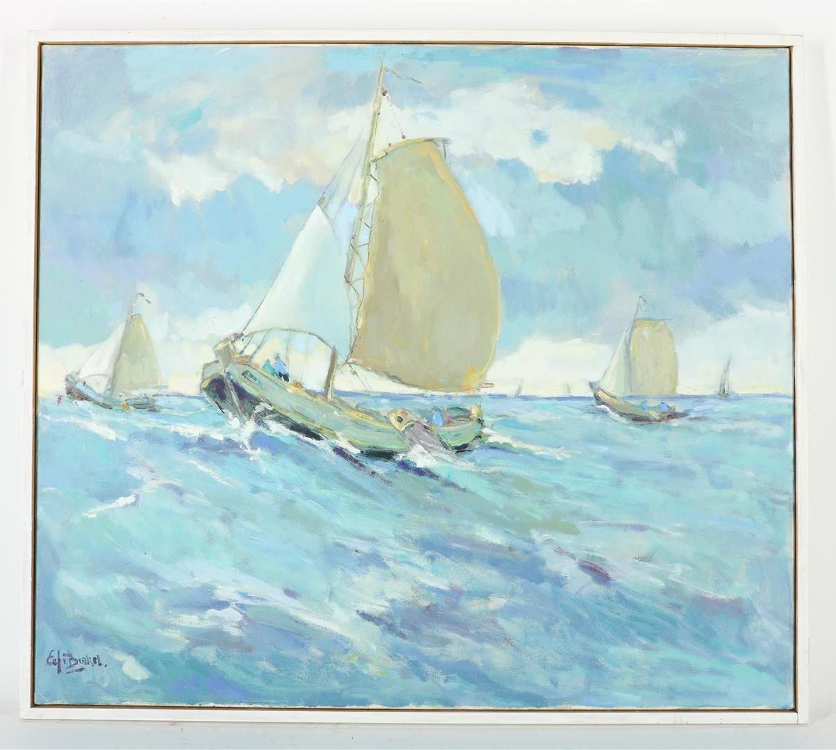 Eef van Brakel (1930-2014) Seascape, signed lower left. Canvas 70 x 80 cm.