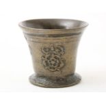 Bronze mortar decorated with crowned Tudor rose, England 17th century, for celebration of the