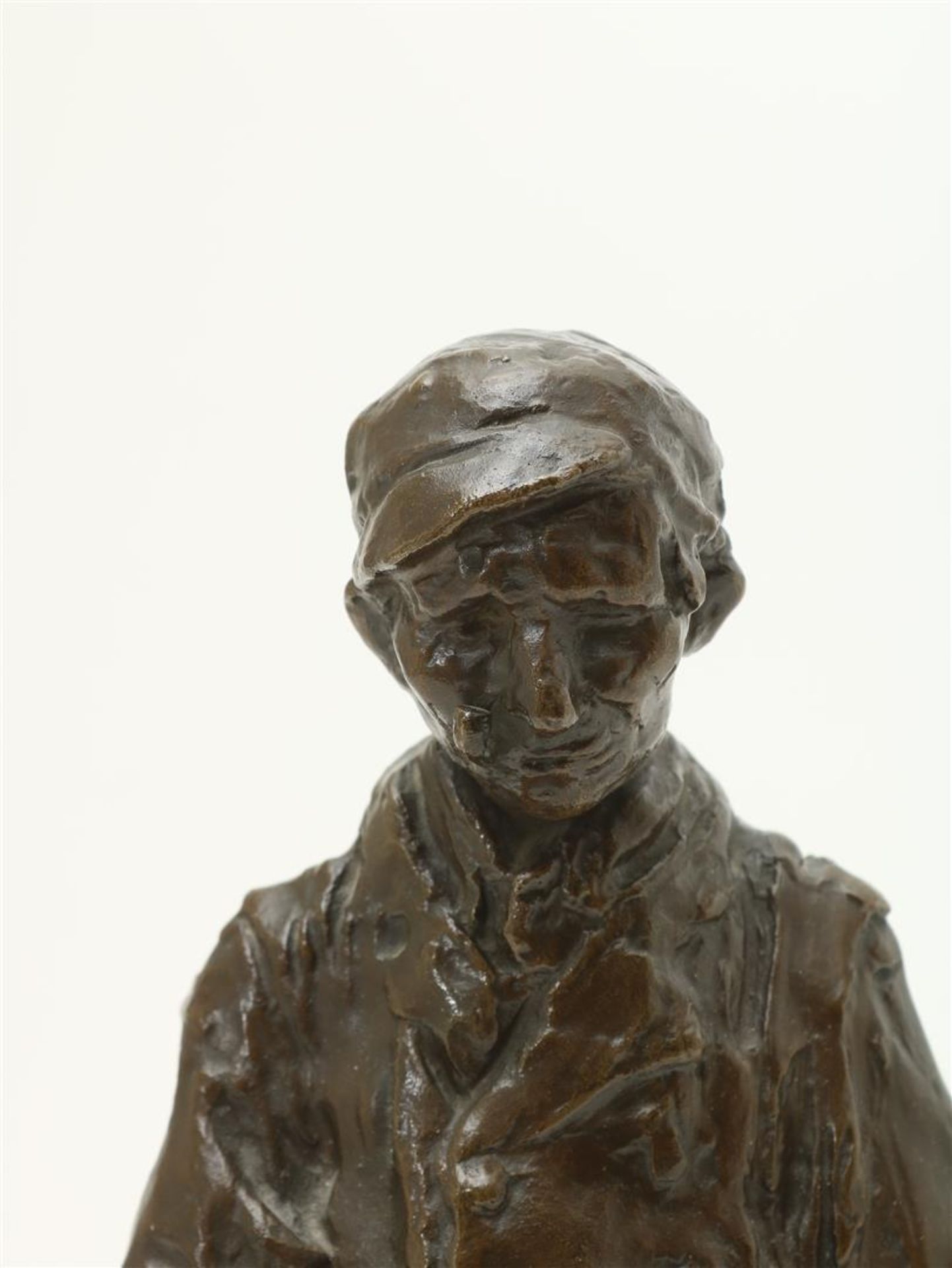 "Charles" Henri Marie van Wijk (1875-1917) Bronze sculpture of a fisherman with a pipe in his mouth, - Image 2 of 6